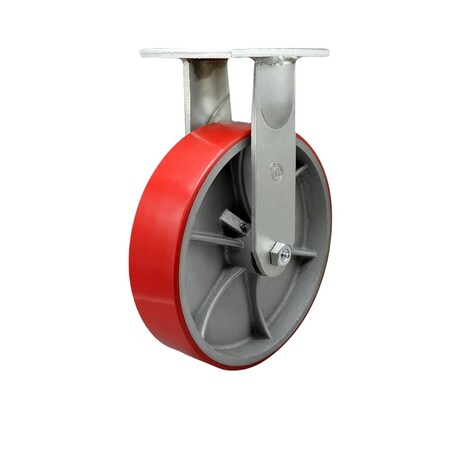 Service Caster 10'' Extra Heavy Duty Red Poly on Cast Iron Wheel Rigid Top Plate Caster CRAN-SCC-KP92R1030-PUR-RS